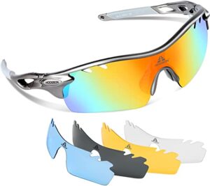 HODGSON Polarized Sports Sunglasses with 5 Interchangeable Lenses for Men and Women 